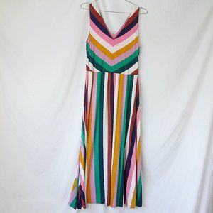 Boden Striped Long Dress 10 Sleeveless V Neck